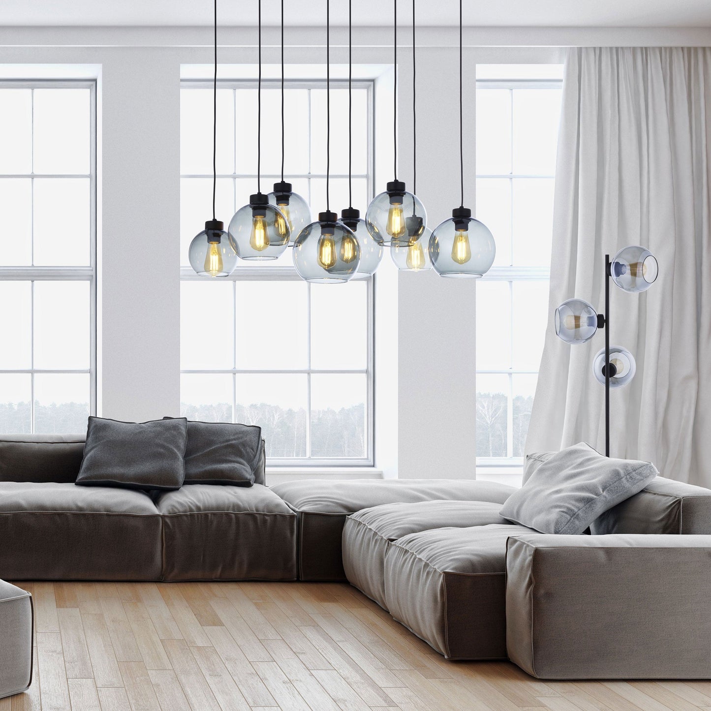 CUBUS Graphite Glass Scandinavian Pendant Light 8