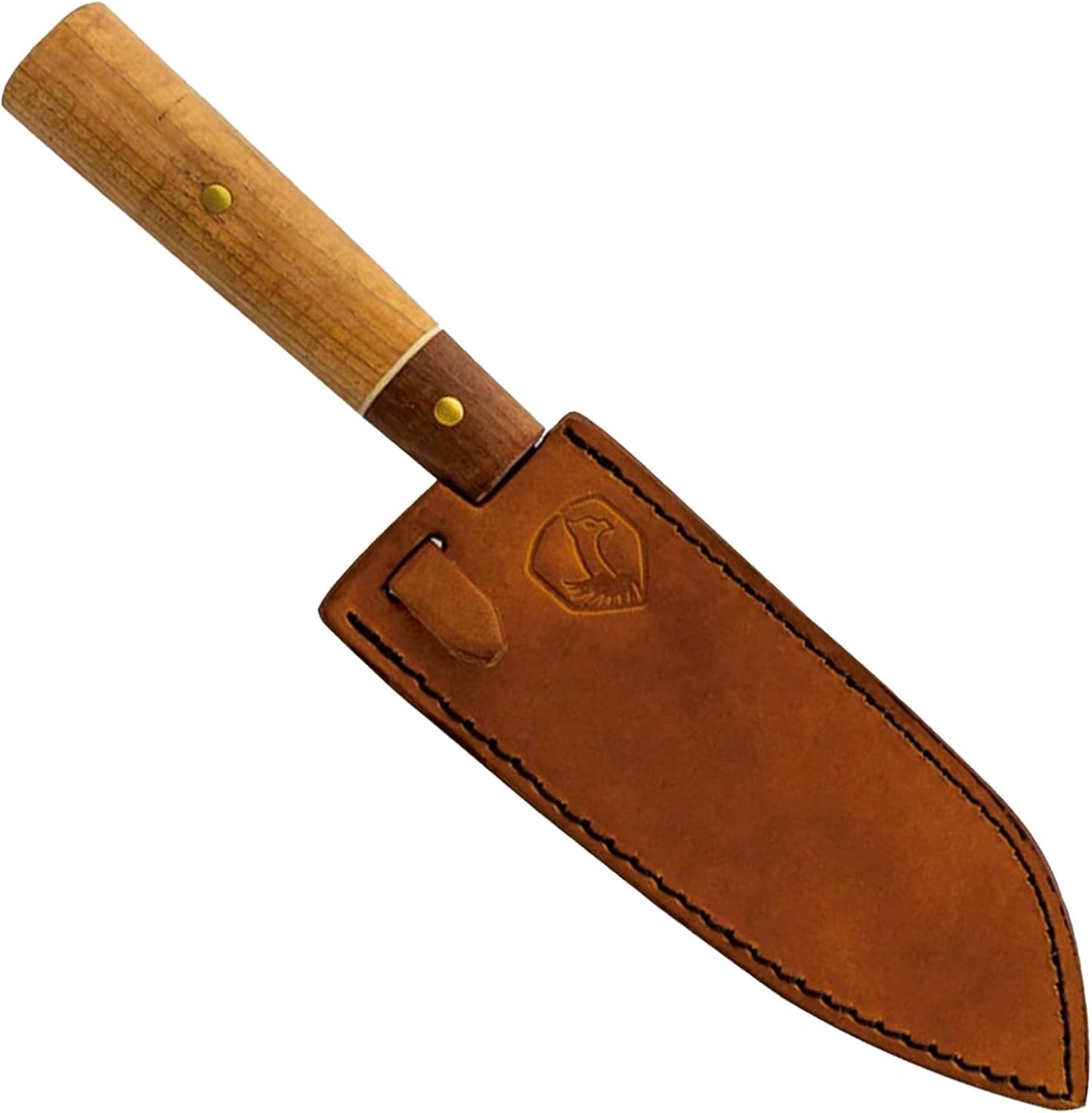 Condor Tool & Knife Kondoru Kitchen Santoku Knife | 440C Stainless Steel Paring Knife with a Walnut Handle | Chopping Knife with Hand Crafted Welted Leather Sheath | 6.6 in Blade