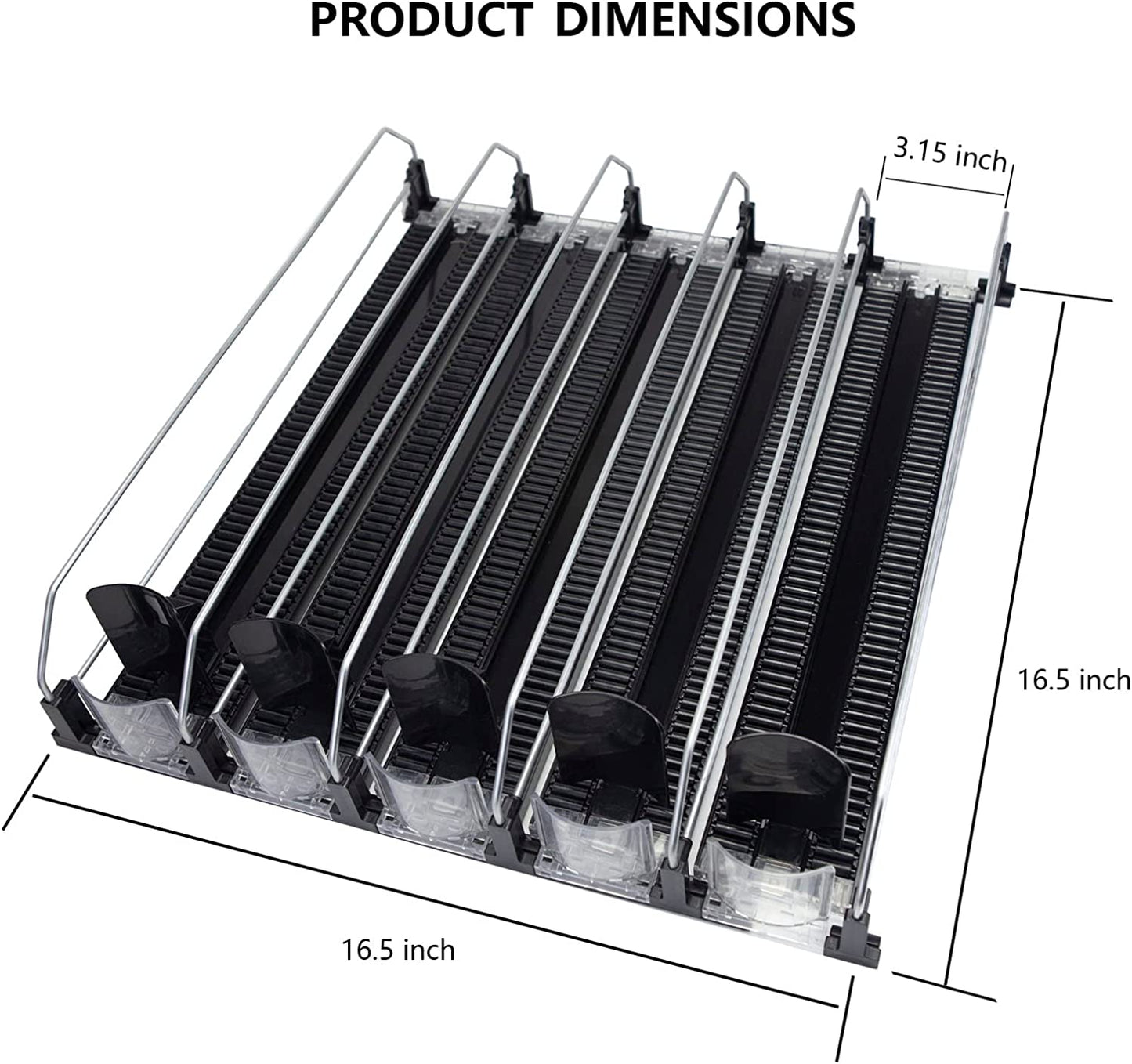 Drink Organizer for Fridge, Self-Pushing Soda Can Dispenser 5 Row Adjustable, Beer Pop Can Water Bottle Storage Pantry Kitchen