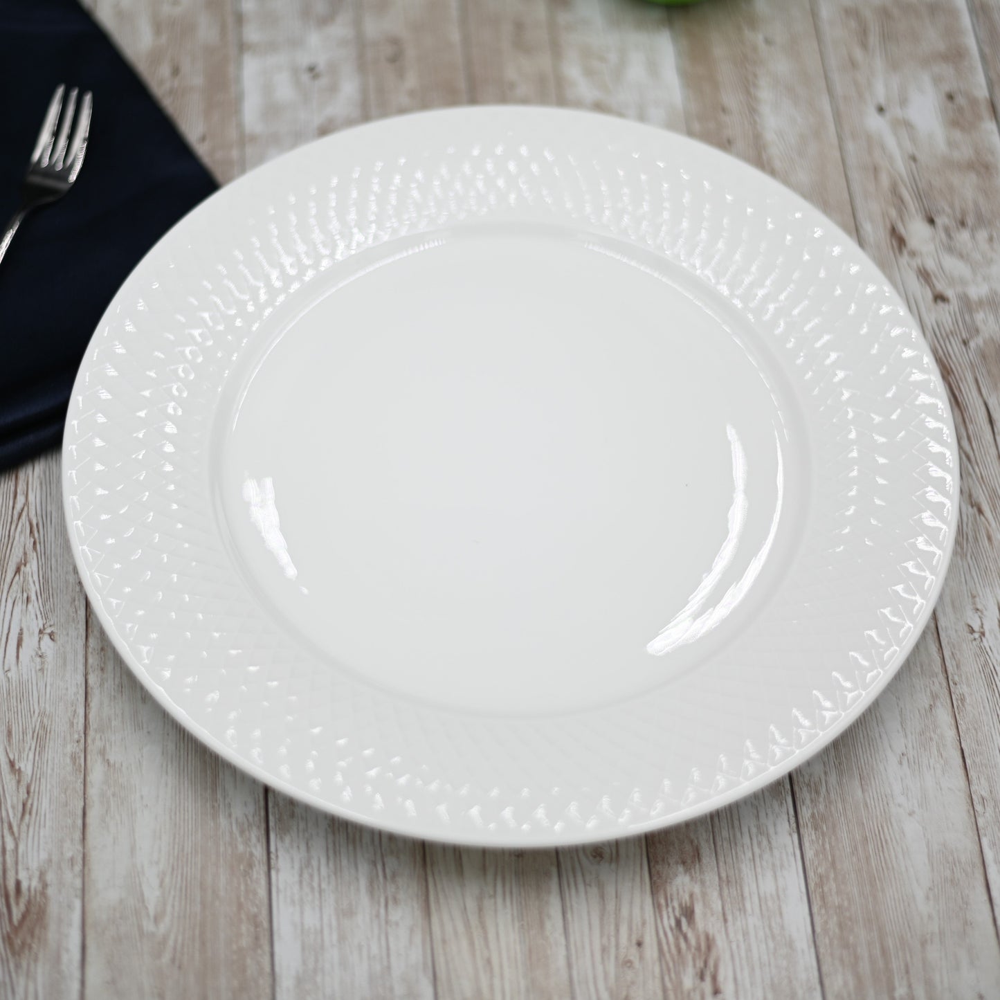 White Dinner Plate With Embossed Wide Rim 10" inch |