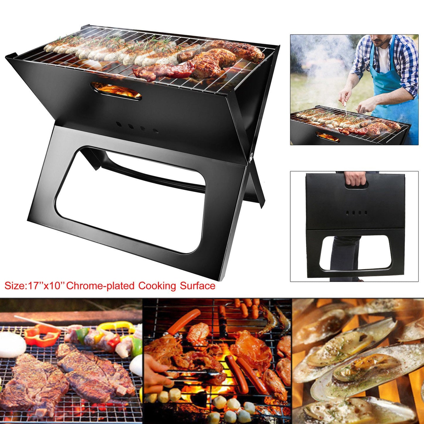 Portable BBQ Barbecue Grill Foldable Charcoal Grill Camping Garden