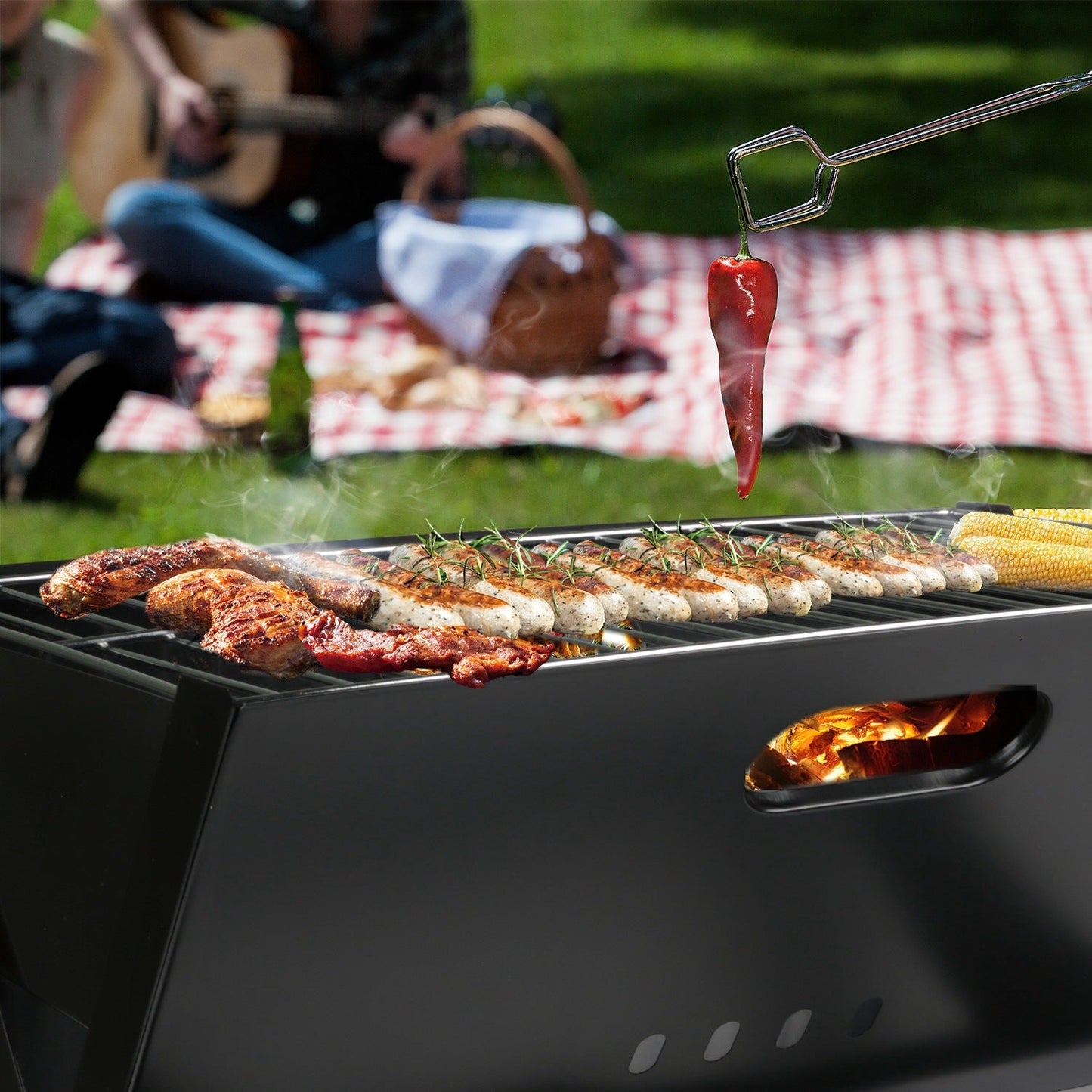Portable BBQ Barbecue Grill Foldable Charcoal Grill Camping Garden