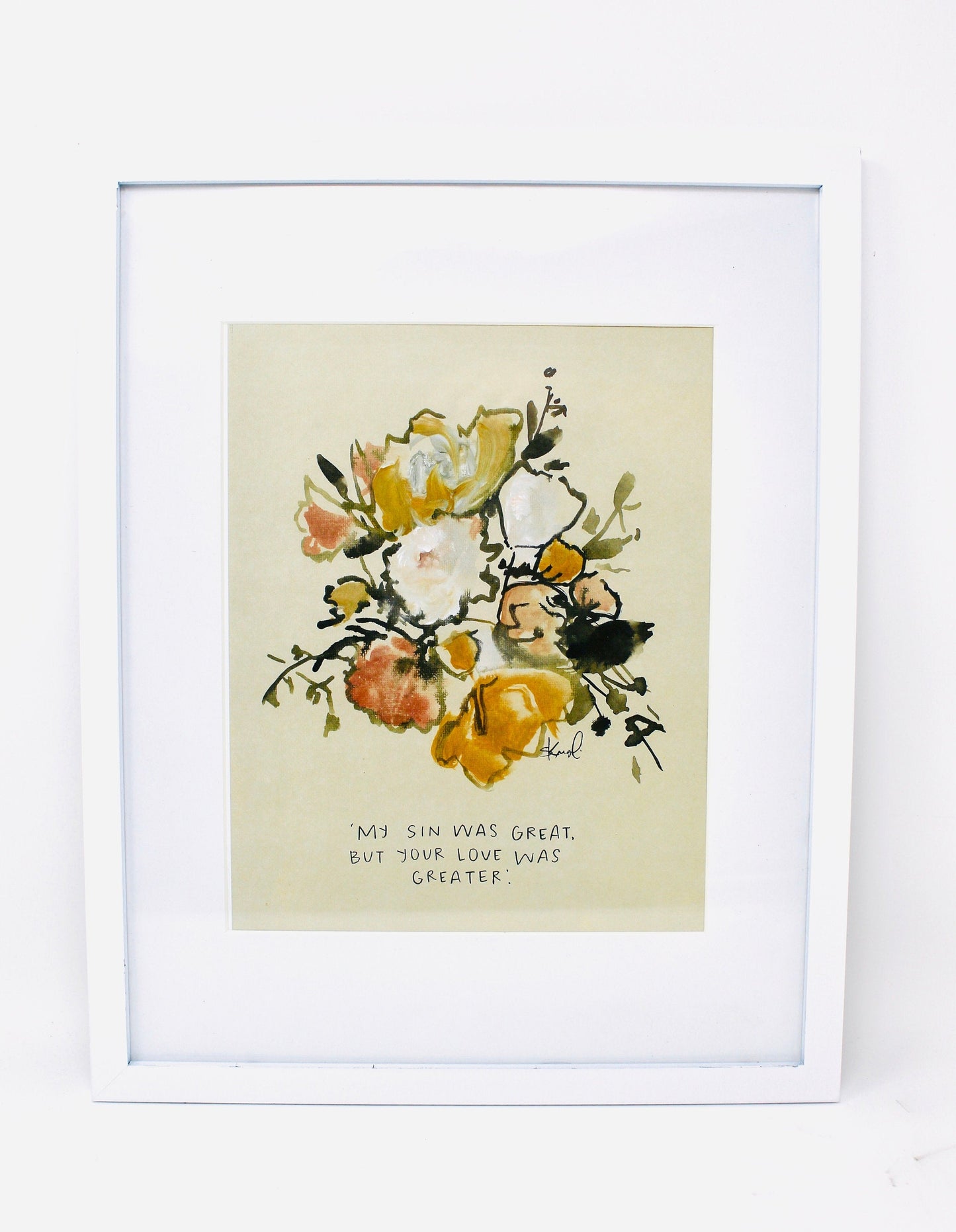 Small 8X10 Yellow Print my Sin Was Great Your love Was Greater