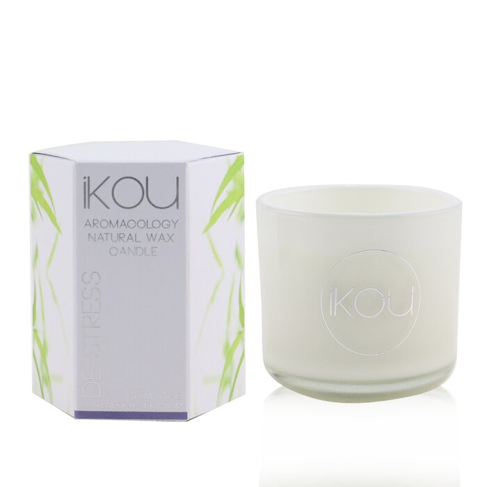 IKOU - Eco-Luxury Aromacology Natural Wax Candle Glass - De-Stress (Lavender & Geranium)