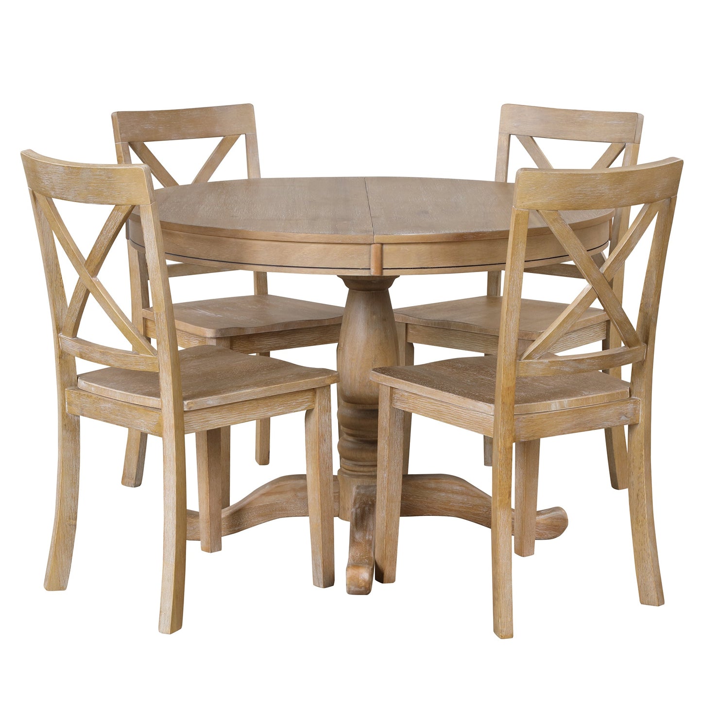 Modern Dining Table Set for 4,Round Table and 4 Kitchen Room Chairs,5 Piece Kitchen Table Set for Dining Room,Dinette,Br