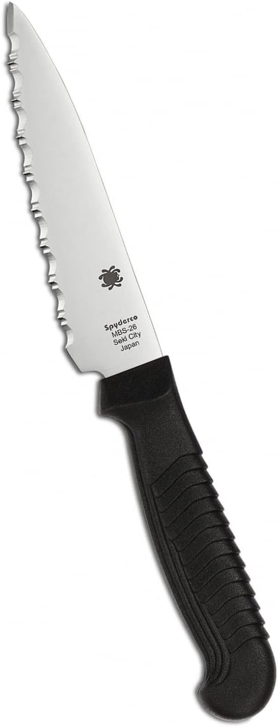 Spyderco Lightweight Kitchen Utility Knife with MBS-26 Stainless Steel Blade and Polypropylene Plastic Handle