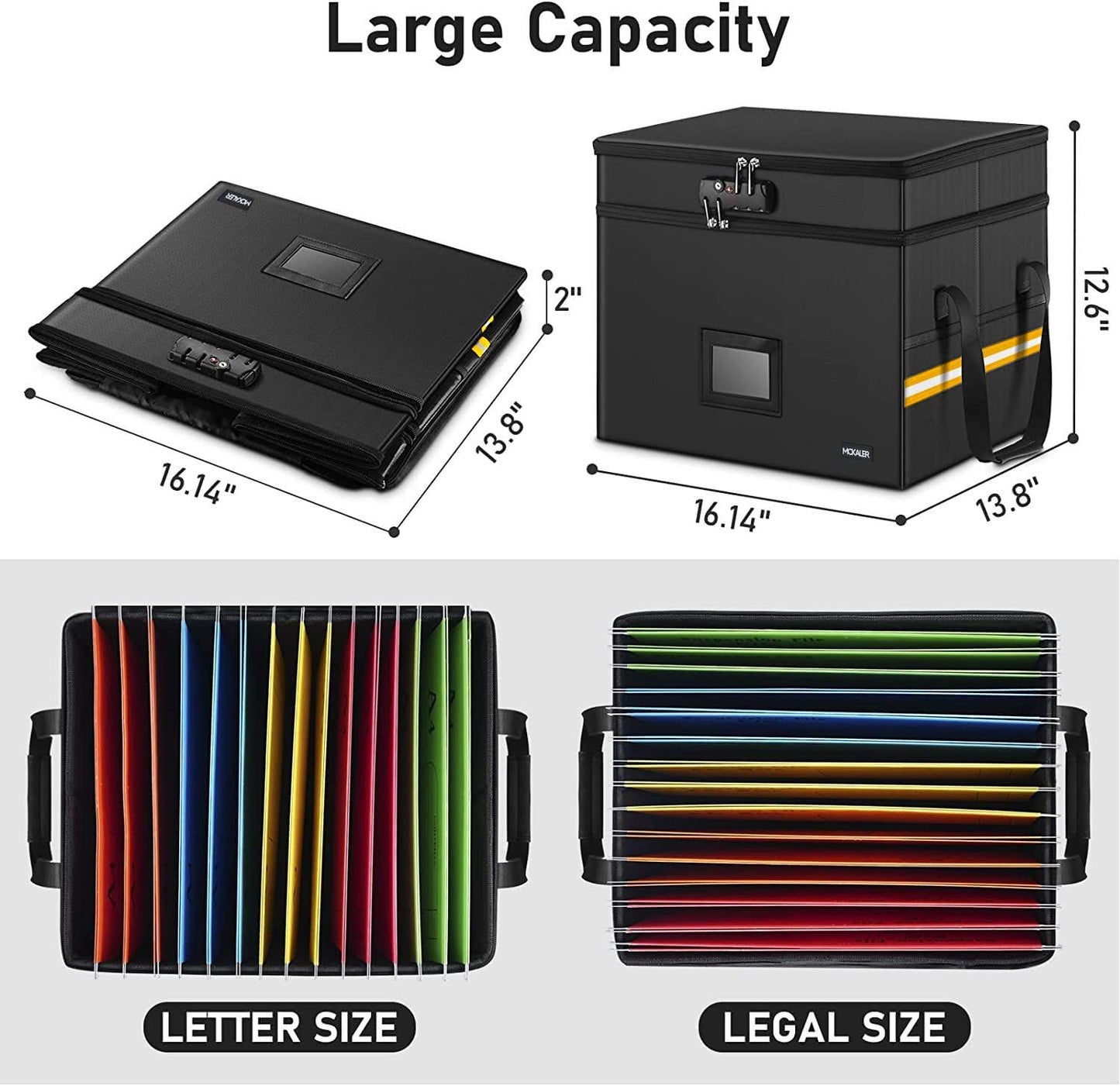 File Box,Fireproof Document Box,with Lock,2 Layer Water-resistant