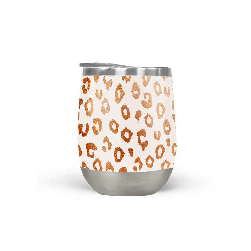 Copper Leopard Print Stemless Wine Tumbler