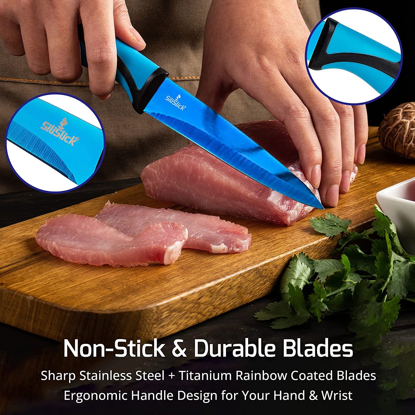 Steak Knife Set (4 Black Handle, Black Blade)