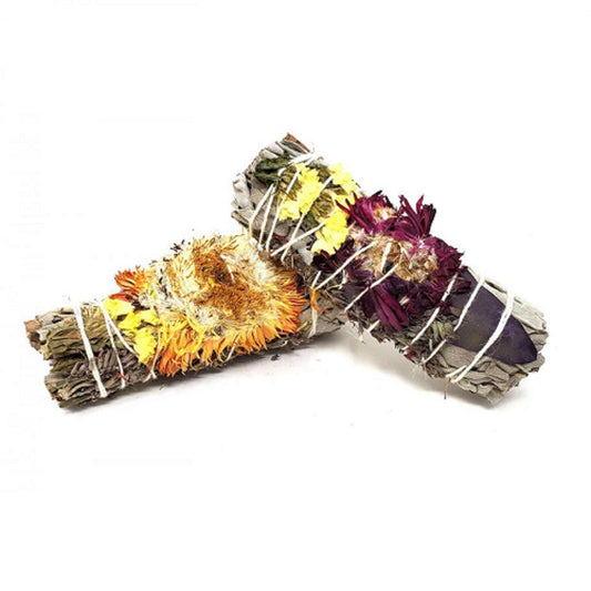 Floral Sage - White Sage With Decorated "Paperflower" (Bougainvillea Glabra)3- 4"