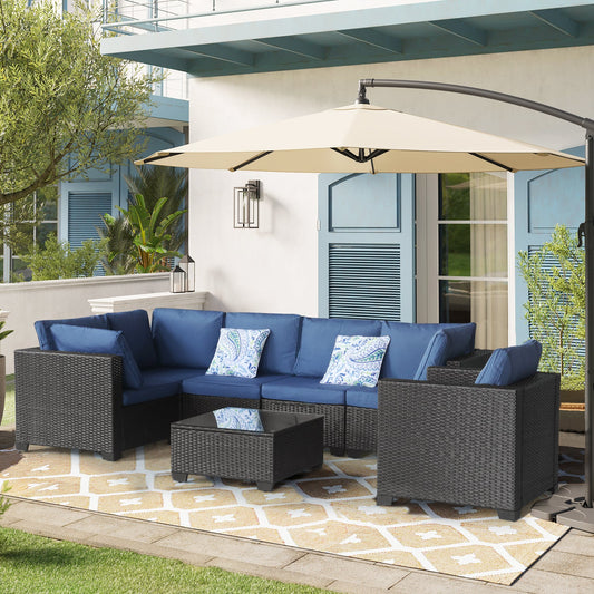 7 Pieces Outdoor Set Furniture Patio Furniture Sets Conversation Sets Balcony Furniture Outdoor Sectional for Outdoor In