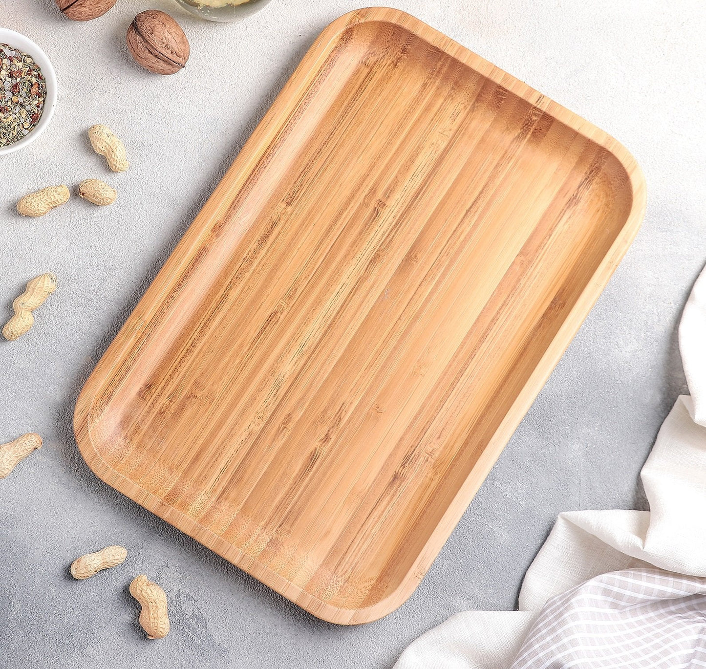 Bamboo Platter 12" inch X 8" inch | For Appetizers / Barbecue / Burger Sliders