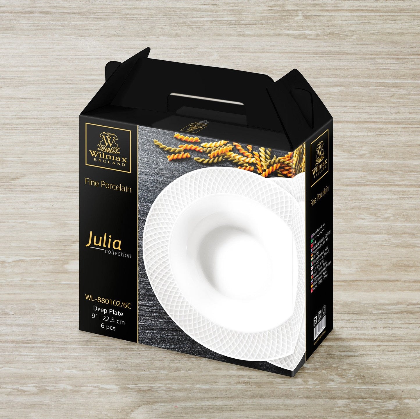 White Porcelain Deep Plate With Embossed Wide Rim 9" inch | For soup, pasta, salad