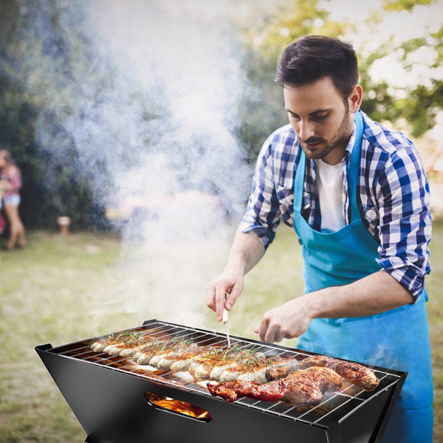 Portable BBQ Barbecue Grill Foldable Charcoal Grill Camping Garden