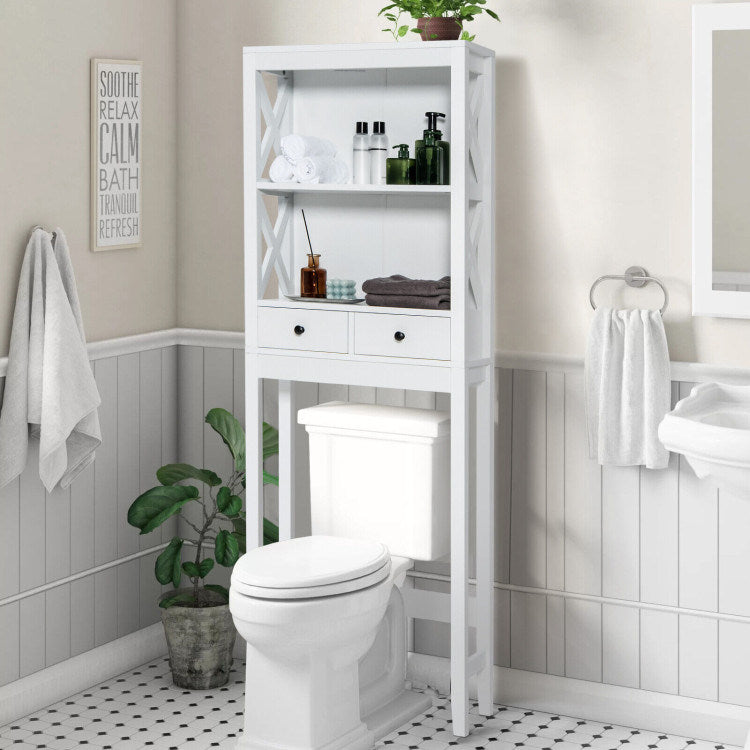 Toilet Space Saver Bathroom Organizer Storage Shelf With Drawers