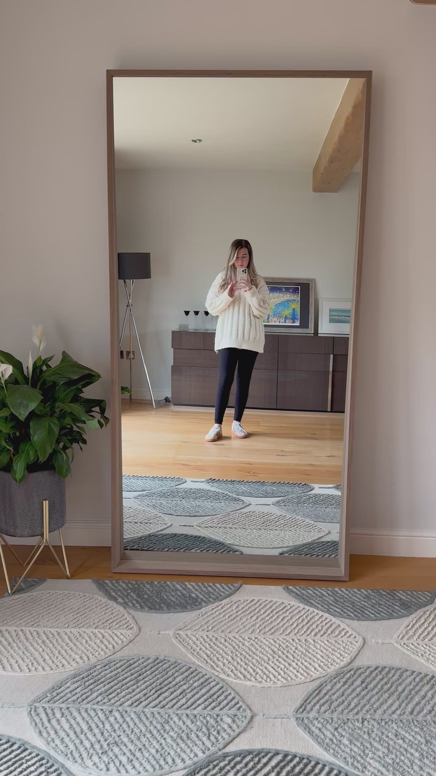 Hanaka- Full Length Grey Oak Rectangle Mirror - 200cm X 100cm
