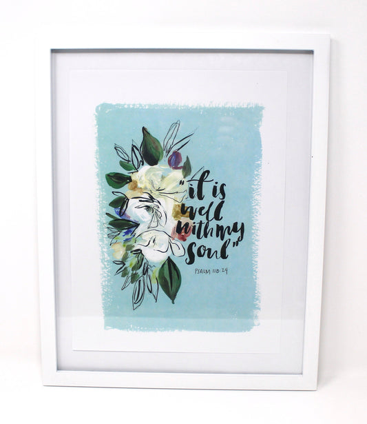 It Is Well With My Soul Art Print- 8x10, Simple Design, Inspirational Quote Art, Home Decor